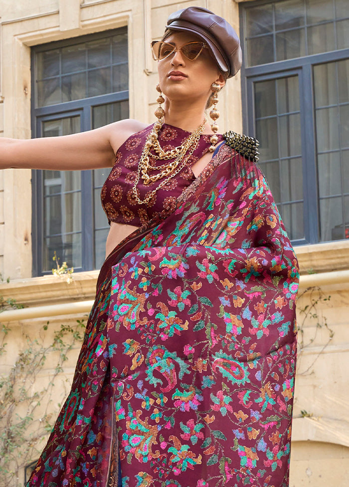 Multicolor Georgette Saree With Blouse Piece