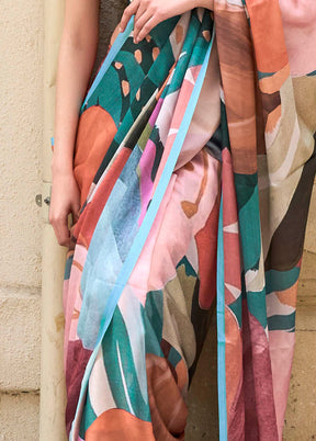 Multicolor Georgette Saree With Blouse Piece