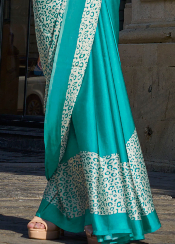 Multicolor Satin Silk Saree With Blouse Piece