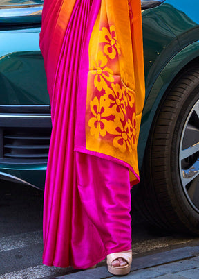 Multicolor Satin Silk Saree With Blouse Piece