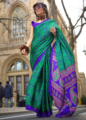 Multicolor Satin Silk Saree With Blouse Piece