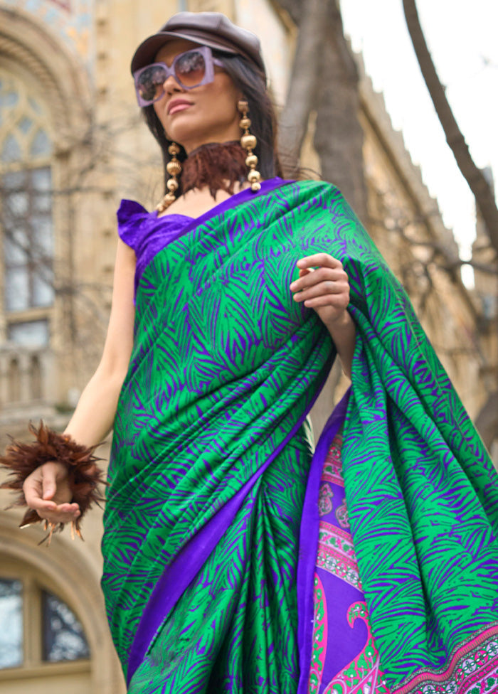 Multicolor Satin Silk Saree With Blouse Piece