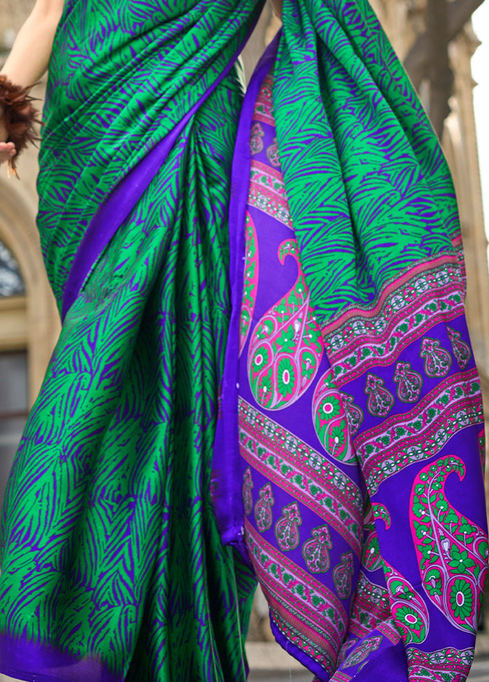 Multicolor Satin Silk Saree With Blouse Piece