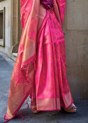 Pink Organza Saree With Blouse Piece