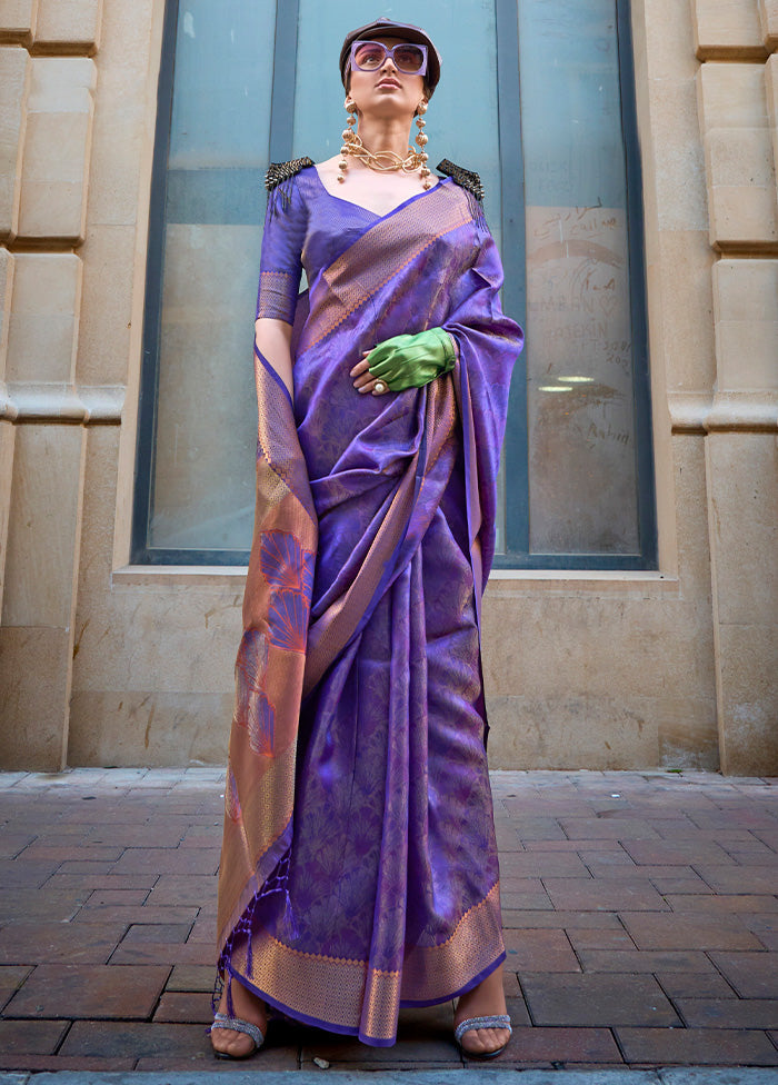 Purple Organza Saree With Blouse Piece