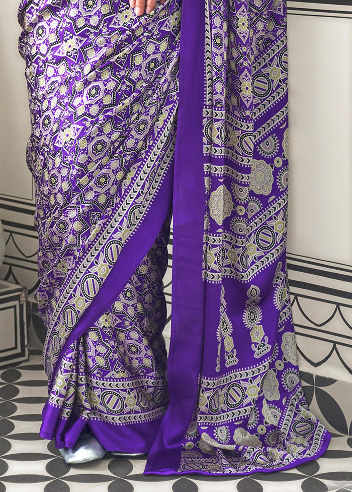 Multicolor Satin Silk Saree With Blouse Piece