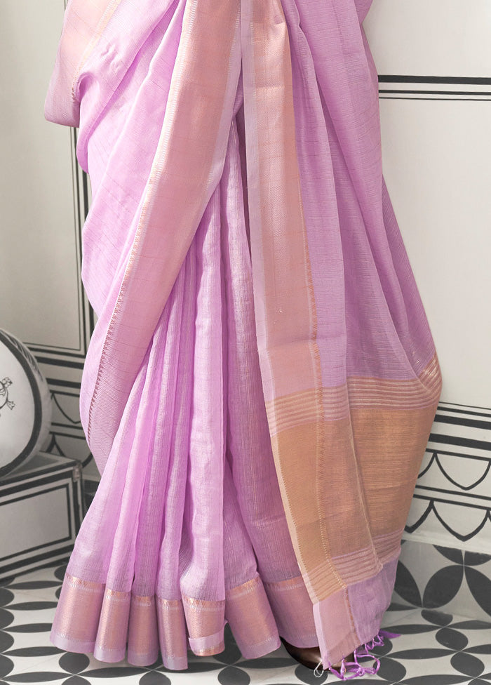 Lavender Chiffon Silk Saree With Blouse Piece