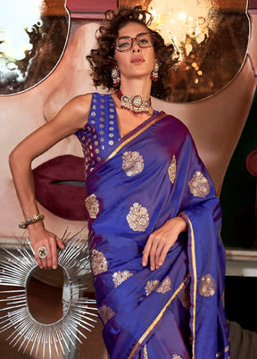 Purple Spun Silk Saree With Blouse Piece