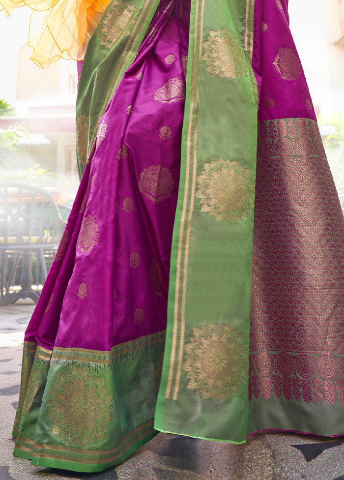 Purple Spun Silk Saree With Blouse Piece