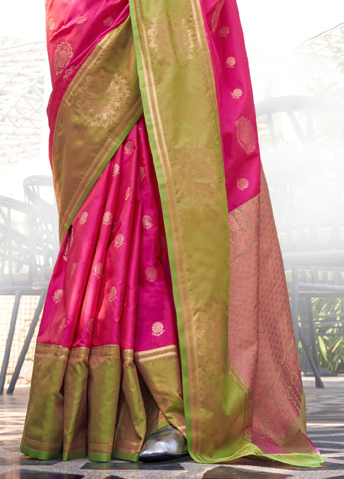 Pink Spun Silk Saree With Blouse Piece