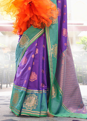 Purple Spun Silk Saree With Blouse Piece