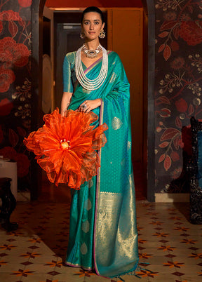 Rama Spun Silk Saree With Blouse Piece