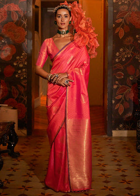 Pink Spun Silk Saree With Blouse Piece