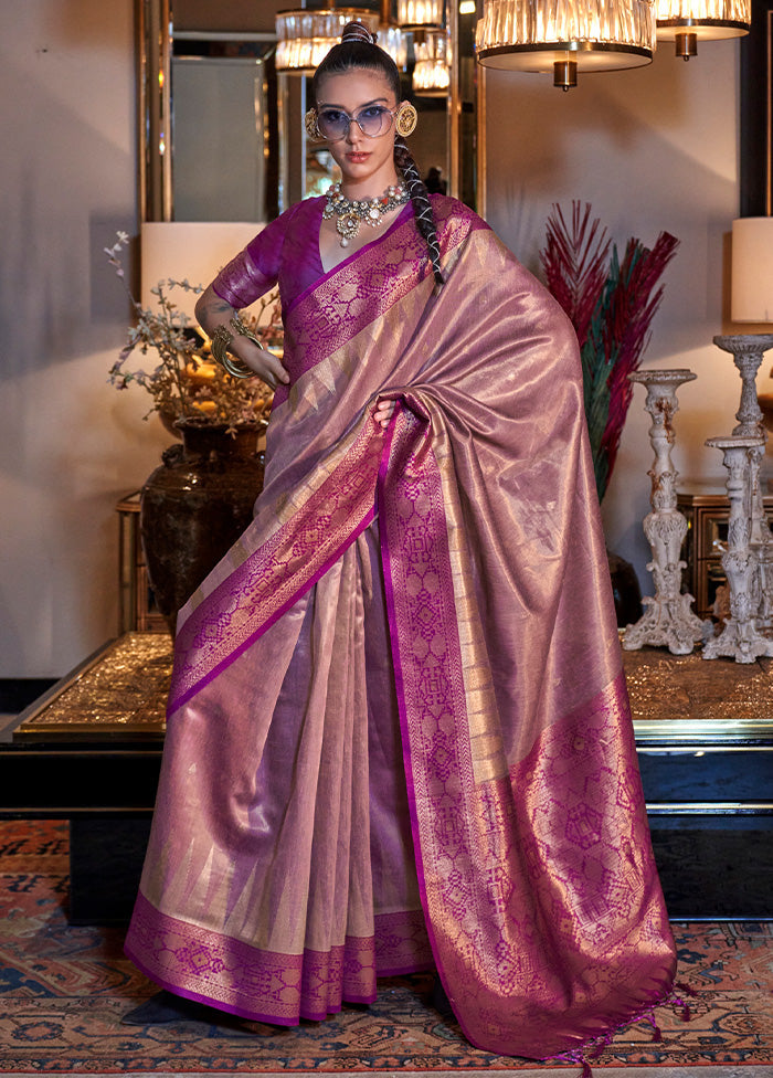 Light Pink Spun Silk Saree With Blouse Piece