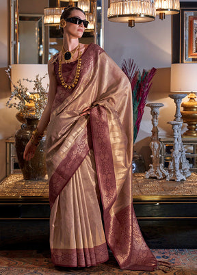 Beige Spun Silk Saree With Blouse Piece