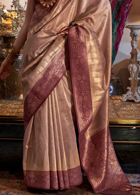 Beige Spun Silk Saree With Blouse Piece