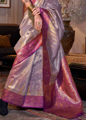 Lavender Spun Silk Saree With Blouse Piece