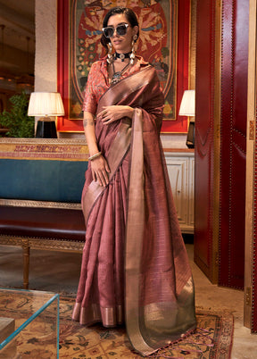 Onion Pink Chiffon Silk Saree With Blouse Piece