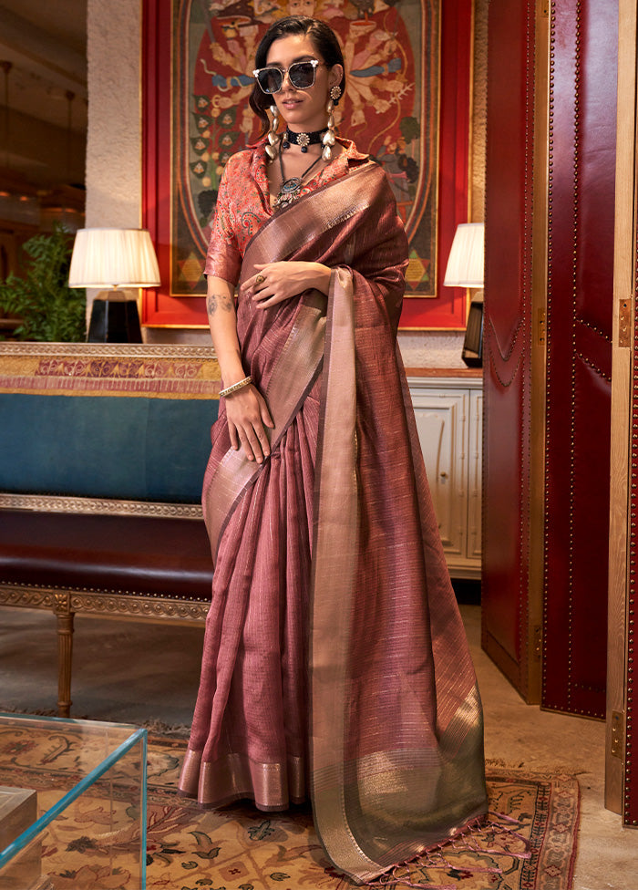 Onion Pink Chiffon Silk Saree With Blouse Piece