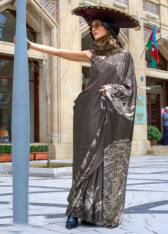 Multicolor Satin Silk Saree With Blouse Piece