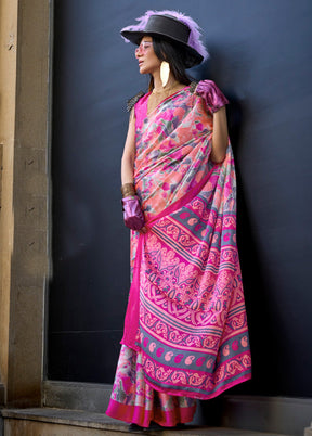 Multicolor Satin Silk Saree With Blouse Piece