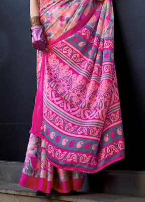 Multicolor Satin Silk Saree With Blouse Piece