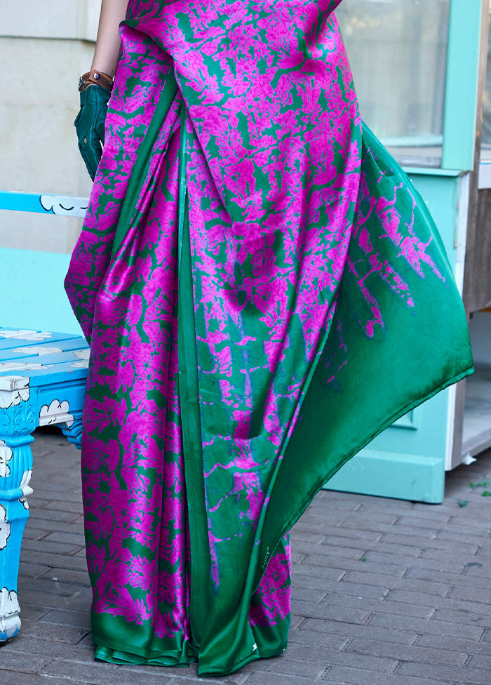 Purple Satin Silk Saree With Blouse Piece