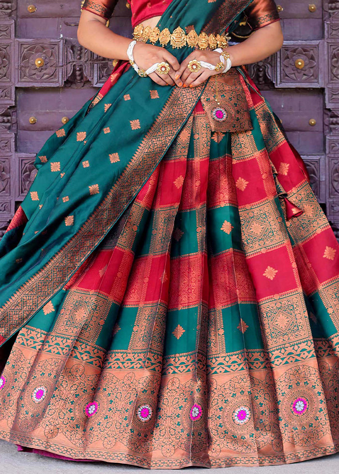 Maroon Silk Semi Stitched Lehenga Set