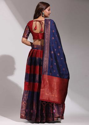 Maroon Silk Semi Stitched Lehenga Set