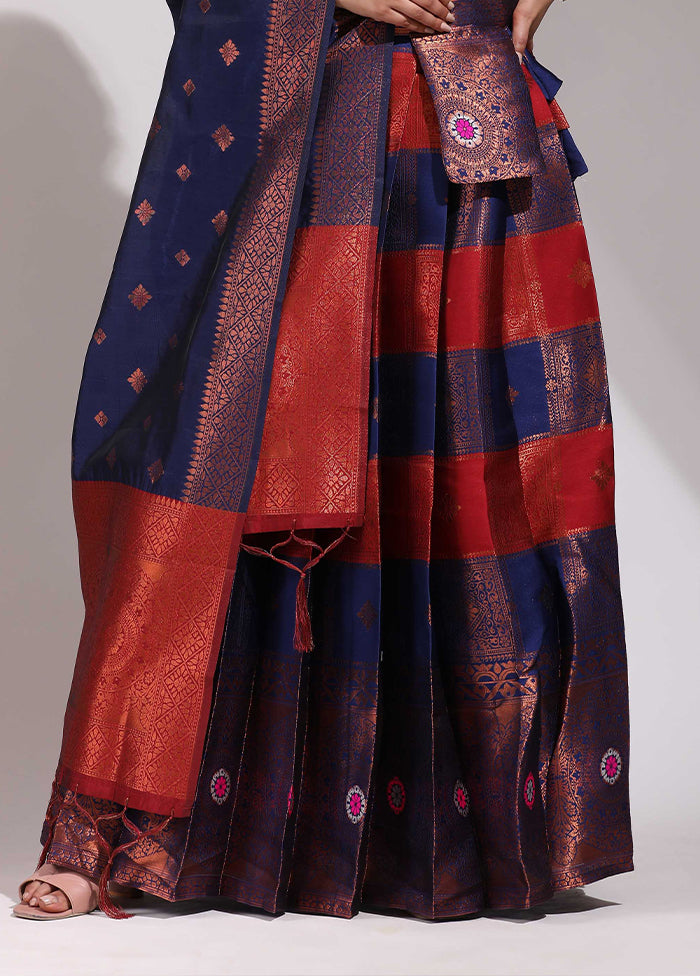 Maroon Silk Semi Stitched Lehenga Set