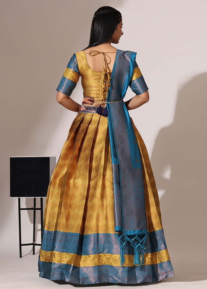 Yellow Silk Semi Stitched Lehenga Set