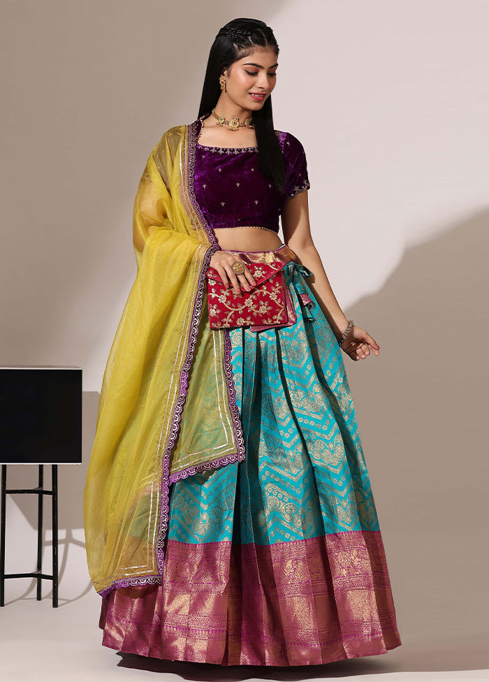 Rama Silk Semi Stitched Lehenga Set