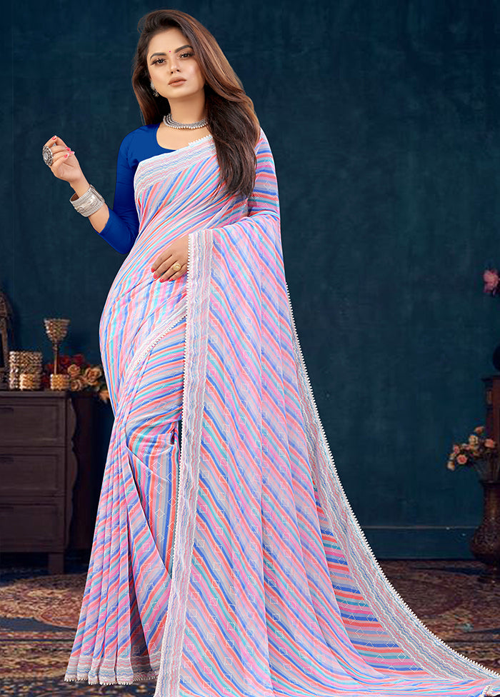 Multicolor Georgette Saree With Blouse Piece