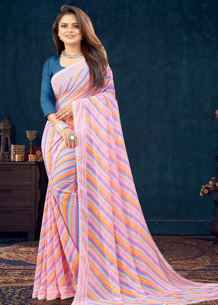 Multicolor Georgette Saree With Blouse Piece