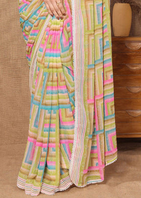 Multicolor Georgette Saree With Blouse Piece