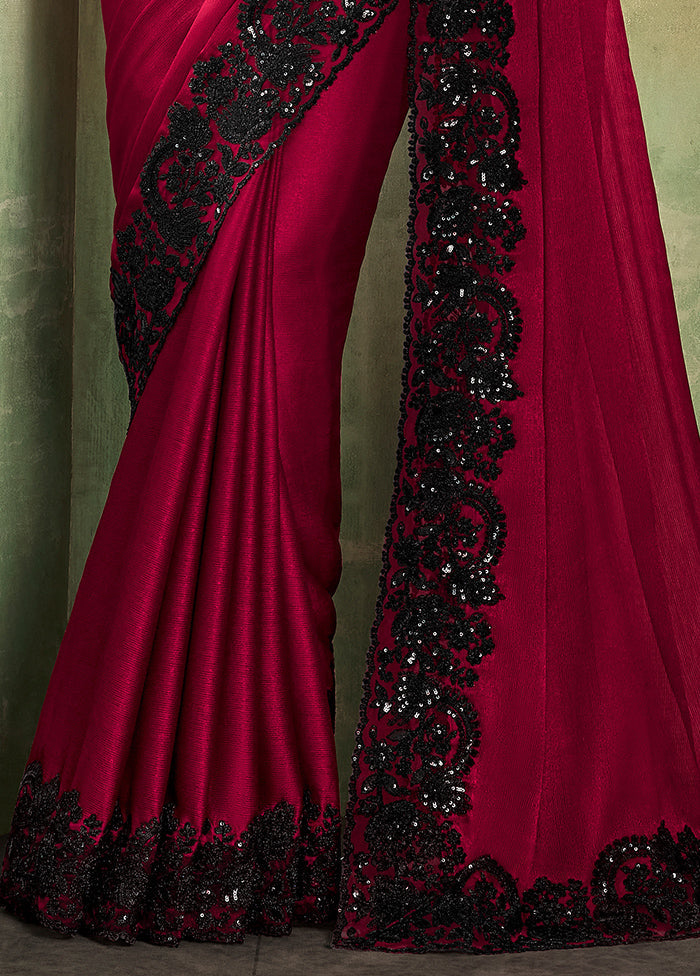 Red Chiffon Silk Saree With Blouse Piece