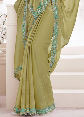 Green Georgette Saree With Blouse Piece