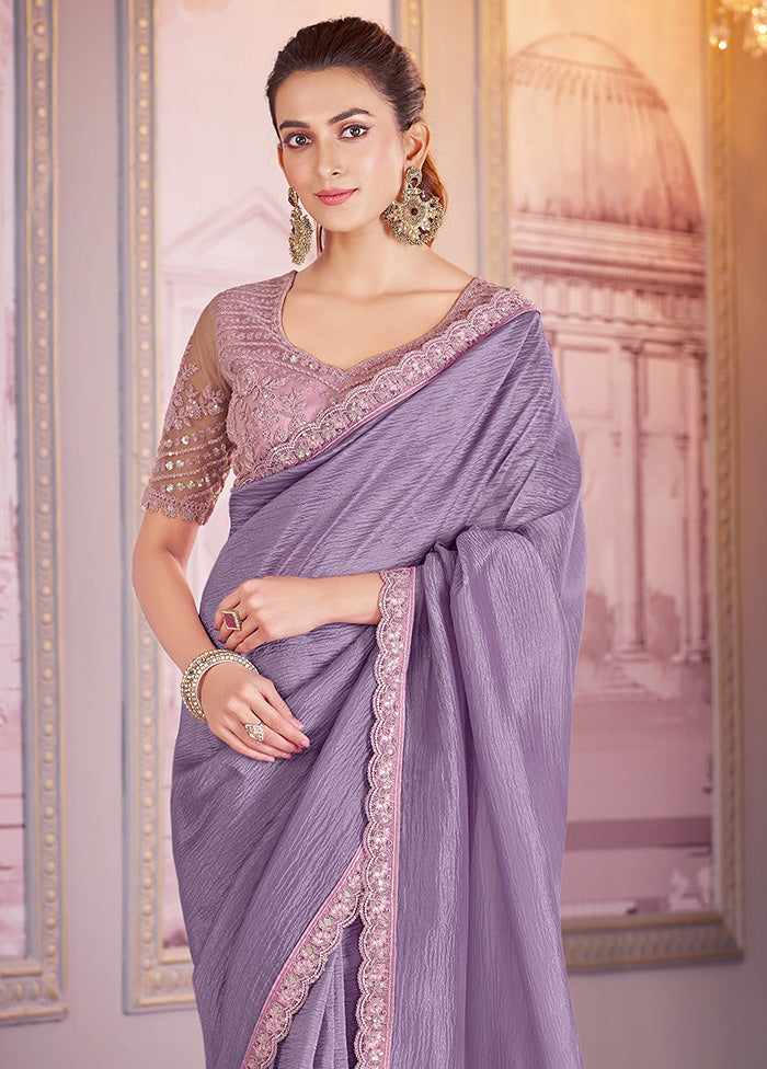 Lavender Spun Silk Saree With Blouse Piece