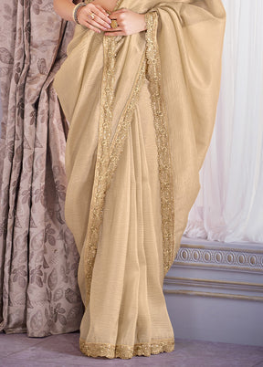 Golden Spun Silk Saree With Blouse Piece