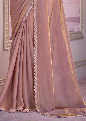 Mauve Satin Silk Saree With Blouse Piece