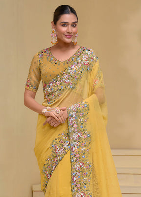 Mustard Banarasi Pure Silk Saree With Blouse Piece