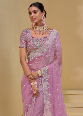 Pink Banarasi Pure Silk Saree With Blouse Piece