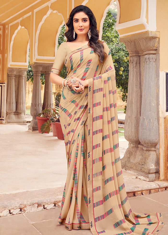 Multicolor Georgette Saree With Blouse Piece