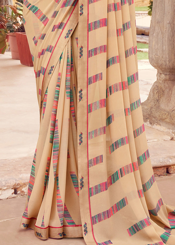 Multicolor Georgette Saree With Blouse Piece