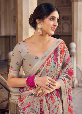 Multicolor Georgette Saree With Blouse Piece