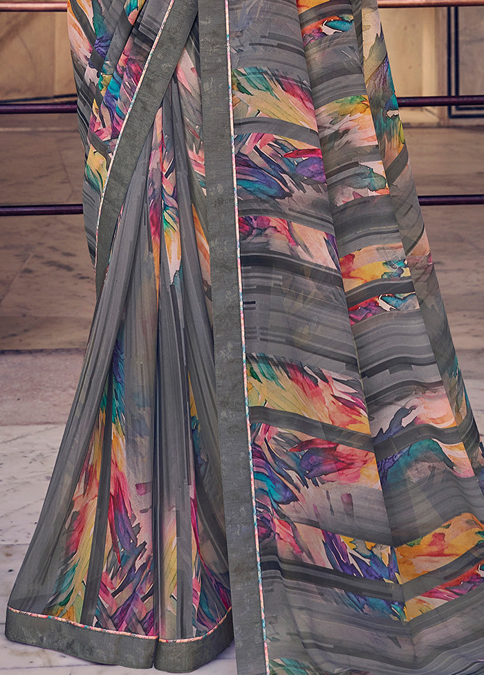 Multicolor Georgette Saree With Blouse Piece