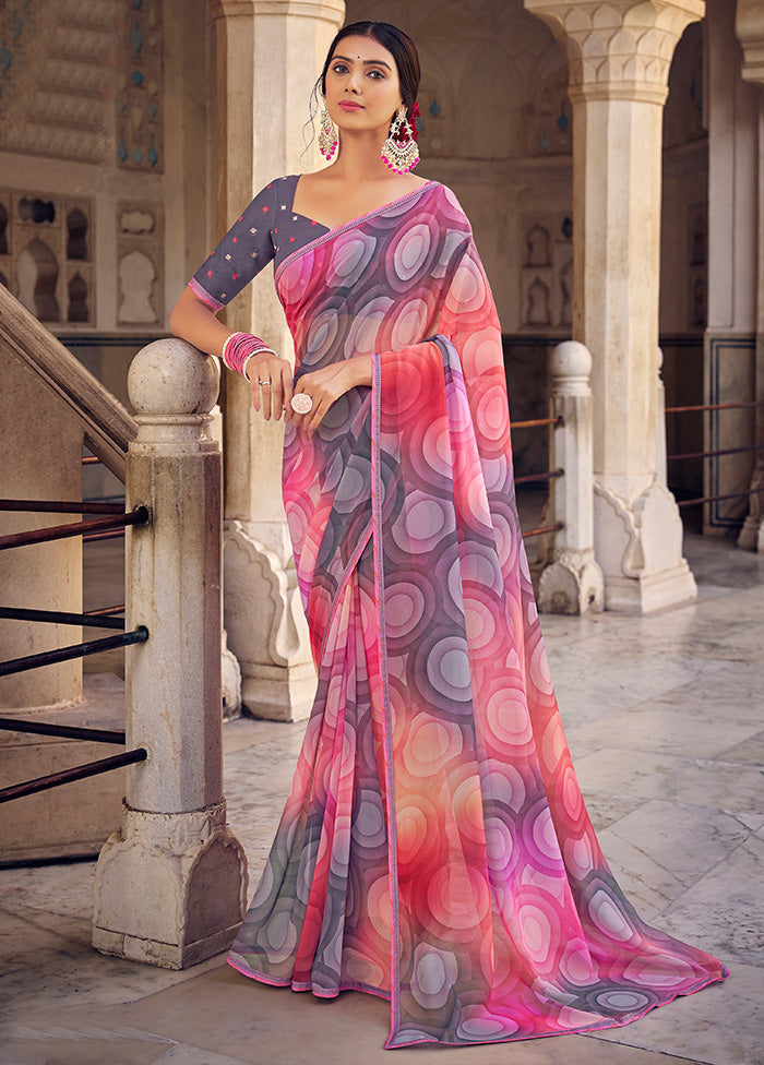 Multicolor Georgette Saree With Blouse Piece