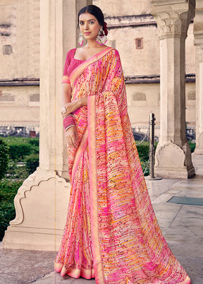 Multicolor Georgette Saree With Blouse Piece