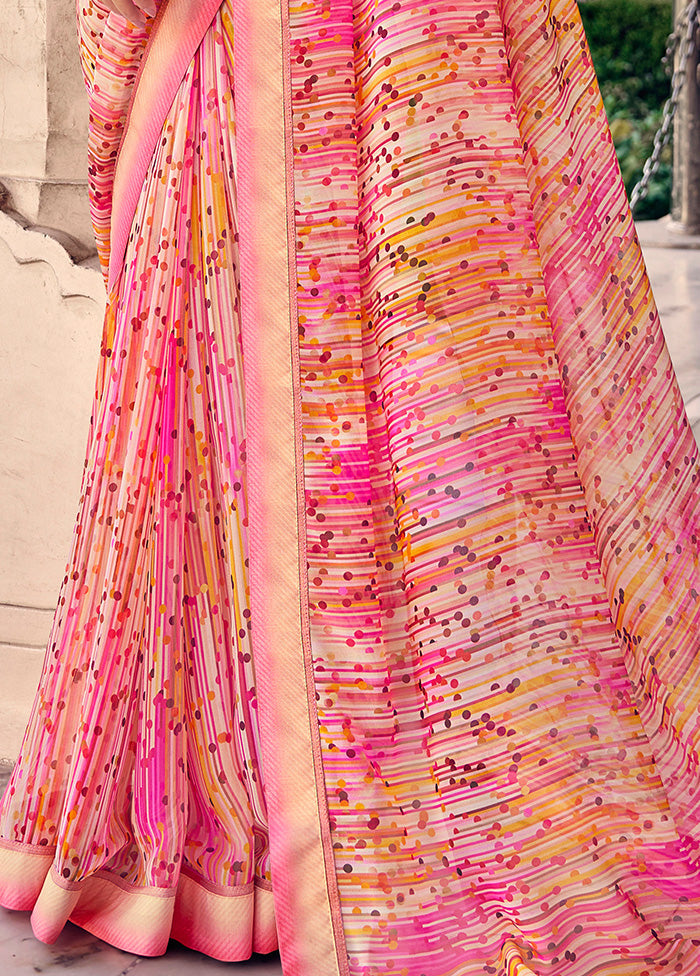 Multicolor Georgette Saree With Blouse Piece