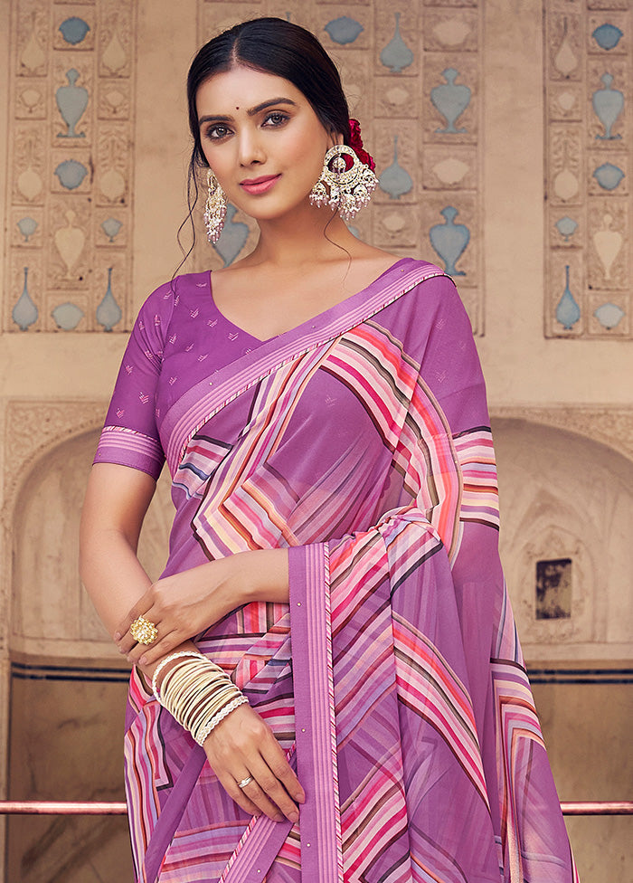 Multicolor Georgette Saree With Blouse Piece